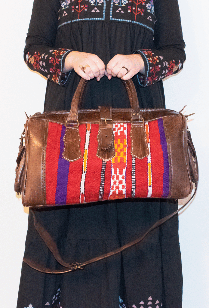 Moroccan Kilim Weekender Duffel Bag | Bohemian Textiles | Worldwide Textiles