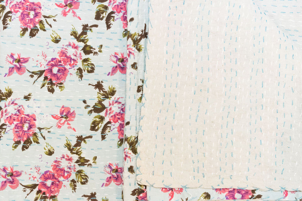 Indian Blockprint Kantha Quilt | Worldwide Textiles