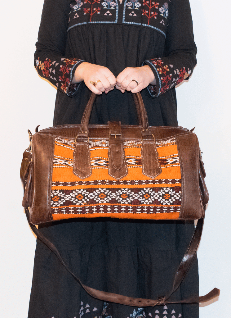 Moroccan Kilim Weekender Duffel Bag | Bohemian Textiles | Worldwide Textiles