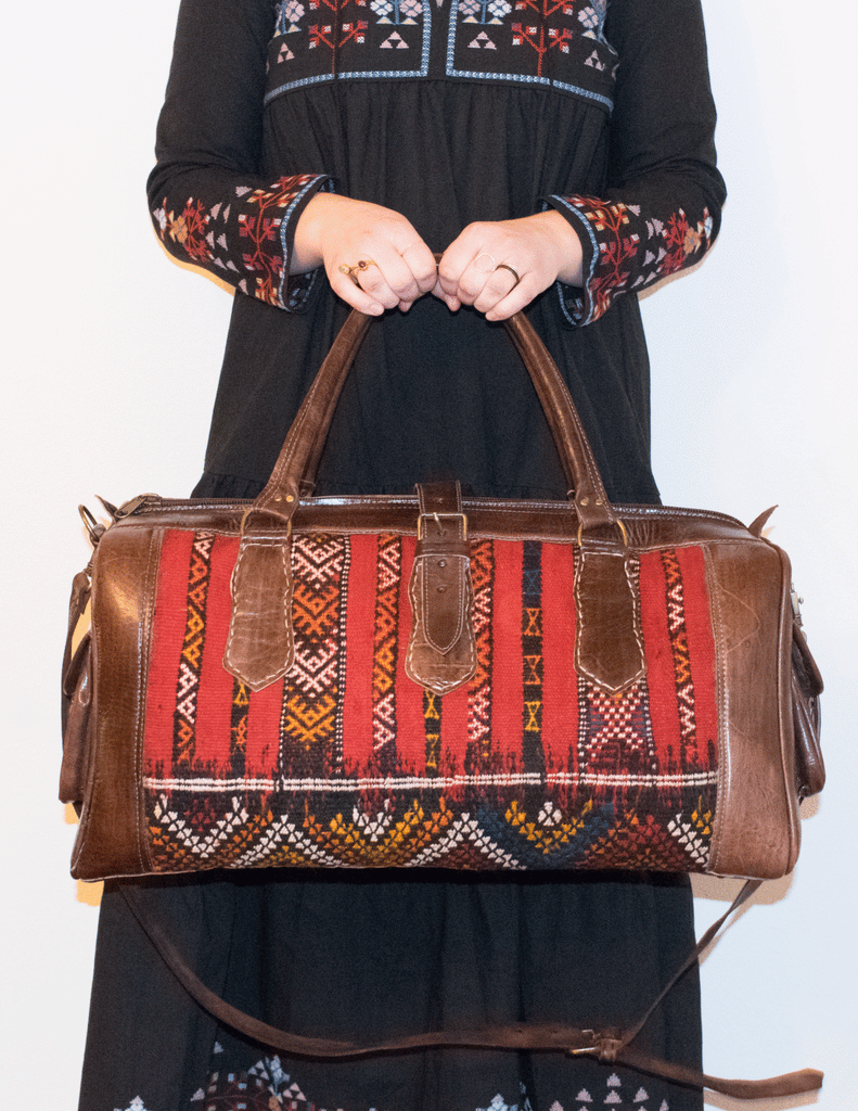 Moroccan Kilim Weekender Duffel Bag | Bohemian Textiles | Worldwide Textiles