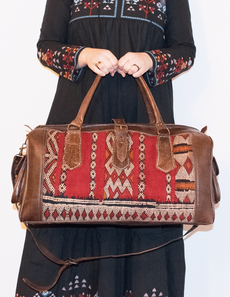Moroccan Kilim Weekender Duffel Bag | Bohemian Textiles | Worldwide Textiles