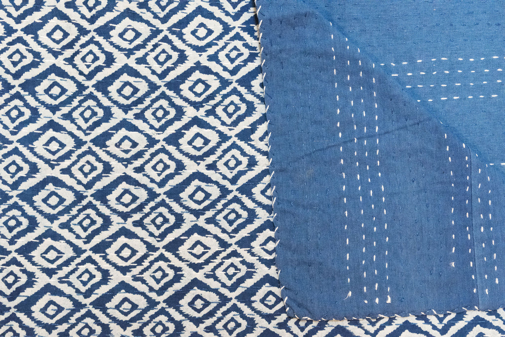 Indian Blockprint Kantha Quilt | Worldwide Textiles