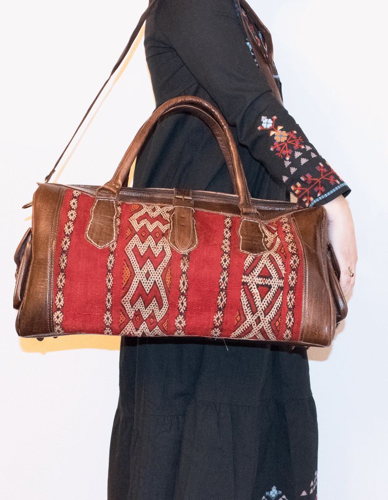 Moroccan Kilim Weekender Duffel Bag | Bohemian Textiles | Worldwide Textiles