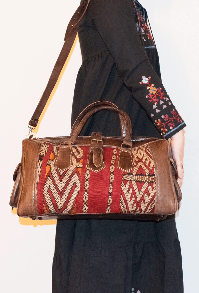 Moroccan Kilim Weekender Duffel Bag | Bohemian Textiles | Worldwide Textiles