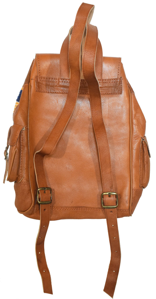 Moroccan Kilim Leather Backpack | Worldwide Textiles