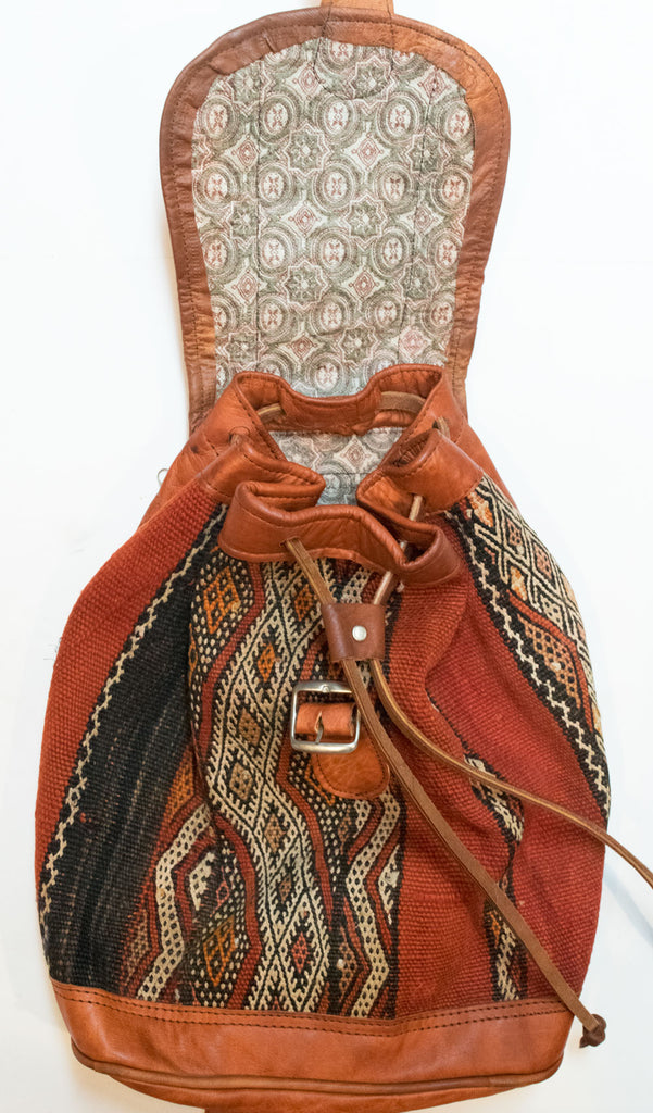 Moroccan Kilim Leather Backpack