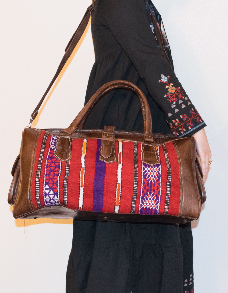 Moroccan Kilim Weekender Duffel Bag | Bohemian Textiles | Worldwide Textiles