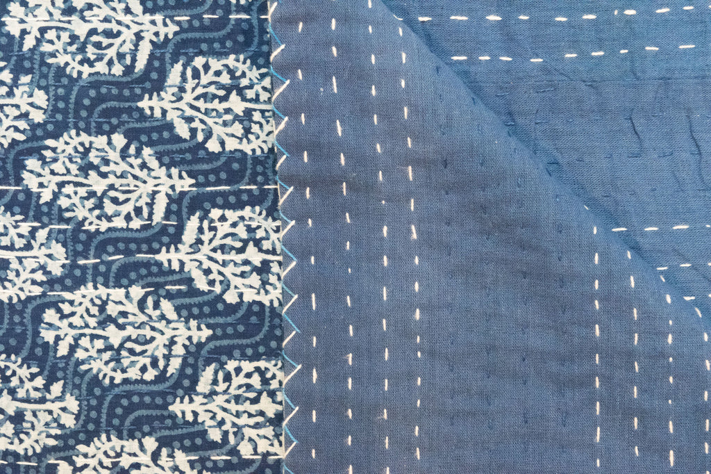 Indian Blockprint Kantha Quilt | Worldwide Textiles