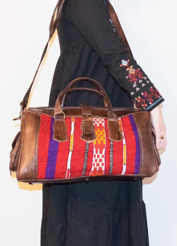Moroccan Kilim Weekender Duffel Bag | Bohemian Textiles | Worldwide Textiles
