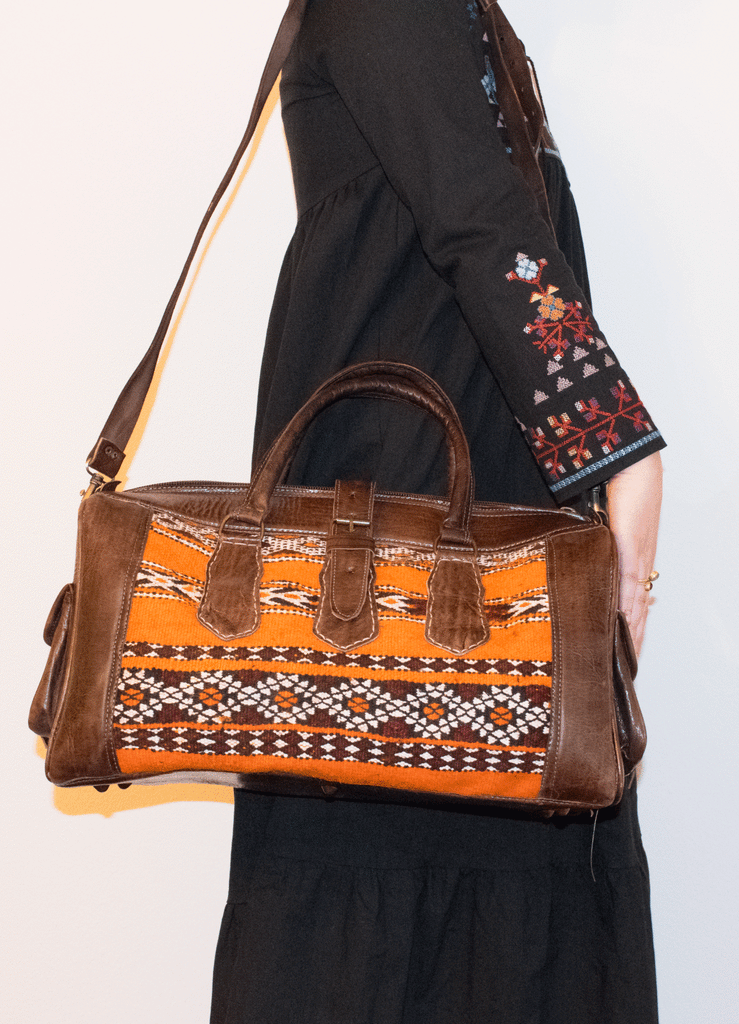 Moroccan Kilim Weekender Duffel Bag | Bohemian Textiles | Worldwide Textiles