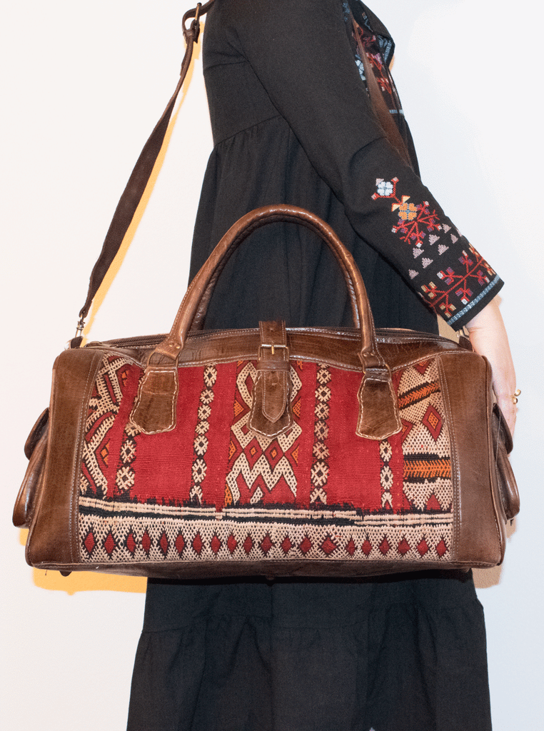 Moroccan Kilim Weekender Duffel Bag | Bohemian Textiles | Worldwide Textiles