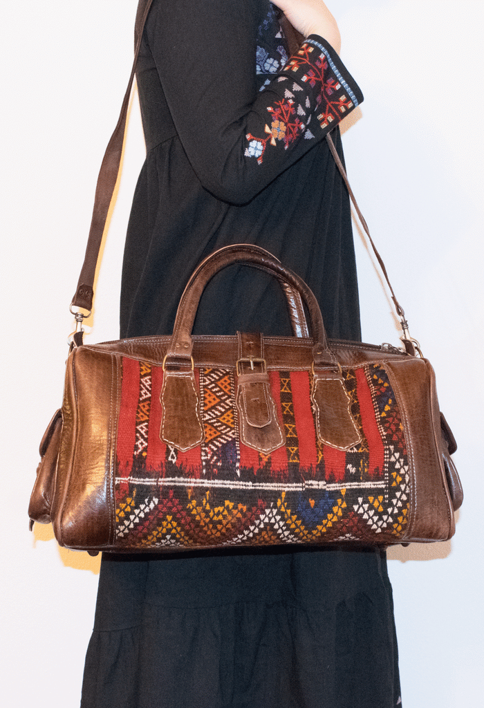 Moroccan Kilim Weekender Duffel Bag | Bohemian Textiles | Worldwide Textiles