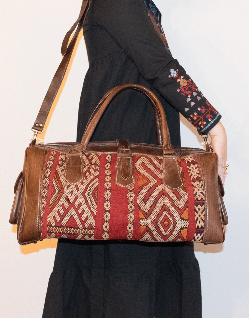 Moroccan Kilim Weekender Duffel Bag | Bohemian Textiles | Worldwide Textiles