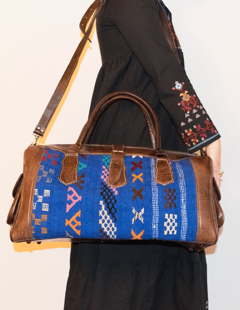 Moroccan Kilim Weekender Duffel Bag | Bohemian Textiles | Worldwide Textiles