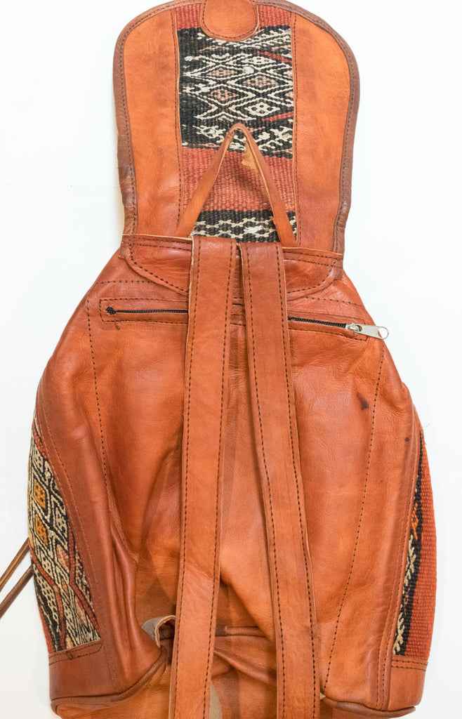 Moroccan Kilim Leather Backpack