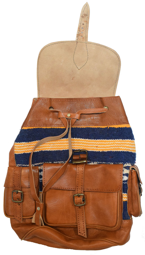 Moroccan Kilim Leather Backpack | Worldwide Textiles