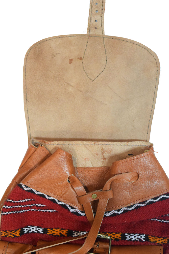 Moroccan Kilim Leather Backpack | Worldwide Textiles