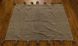 Wool Pom Pom Throw Blanket | Gray