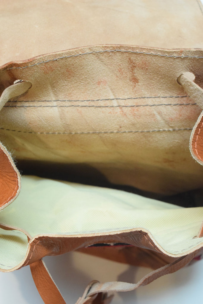 Moroccan Kilim Leather Backpack | Worldwide Textiles