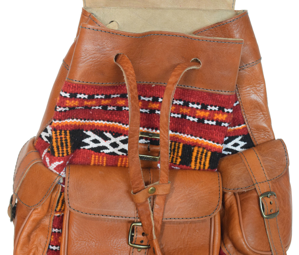 Moroccan Kilim Leather Backpack | Worldwide Textiles