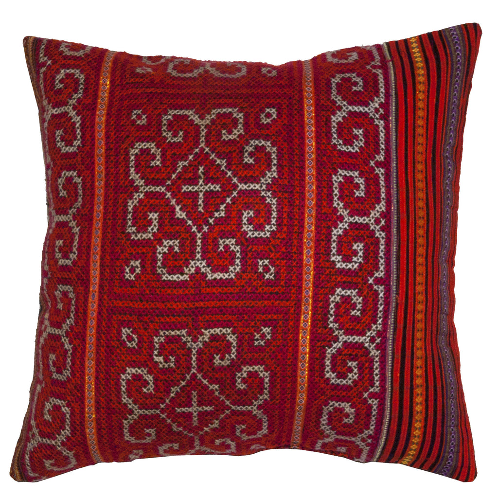 Vintage Hmong Embroidered Pillow