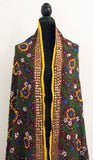 Vintage Indian Embroidered Silk Scarf