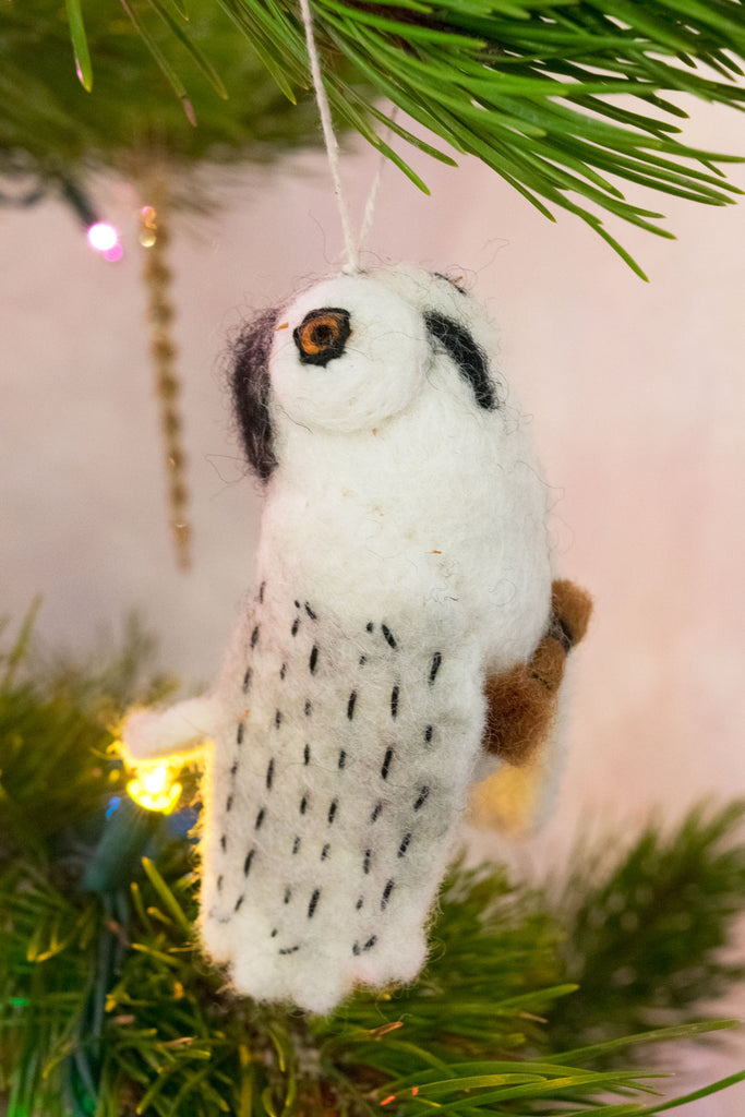 Nepalese Felt Owl Christmas Ornament | Worldwide Textiles